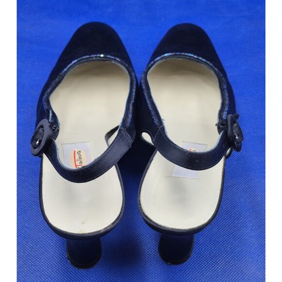 Talbots Black Leather Slingback Pumps 2.5" Kitten Heels Sparkly Accents Size 9N - Picture 3 of 10